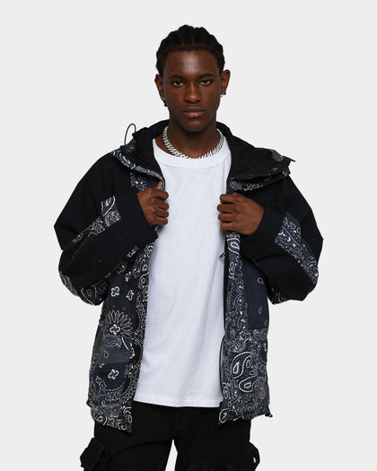 MNML Hooded Bandana Paisley Jacket Black