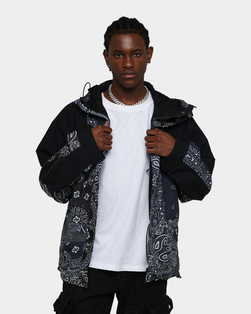 MNML Hooded Bandana Paisley Jacket Black