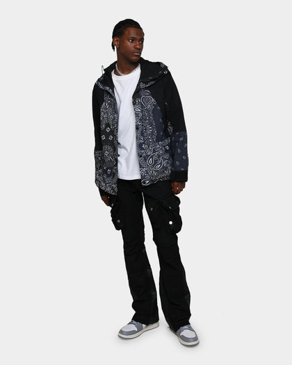 MNML Hooded Bandana Paisley Jacket Black