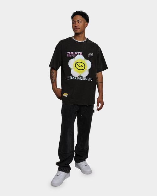 Taka Original Daisy Flower Heavy T-Shirt Black