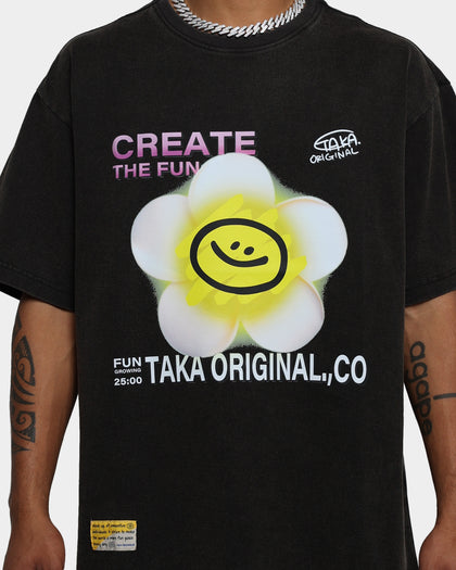 Taka Original Daisy Flower Heavy T-Shirt Black