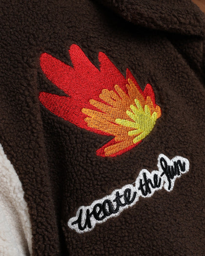 Taka Original Cosmic Universe Winter Fleece Jacket Brown