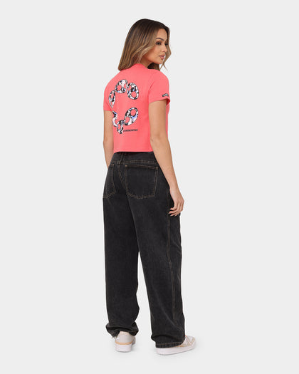 Crooks & Castles Women's Chain Leopard Crop T-Shirt Punch