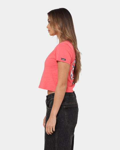 Crooks & Castles Women's Chain Leopard Crop T-Shirt Punch