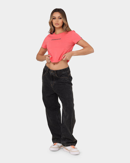 Crooks & Castles Women's Chain Leopard Crop T-Shirt Punch