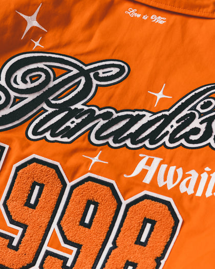 Loiter Paradise Varsity Jacket Orange