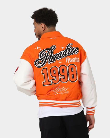 Loiter Paradise Varsity Jacket Orange