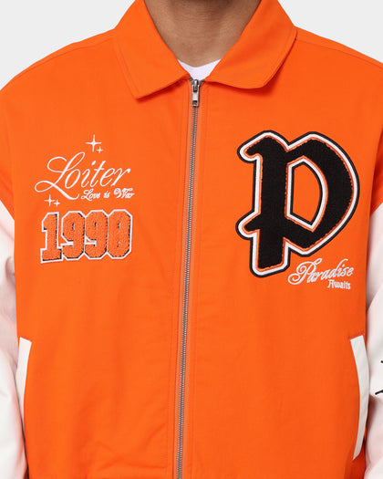 Loiter Paradise Varsity Jacket Orange