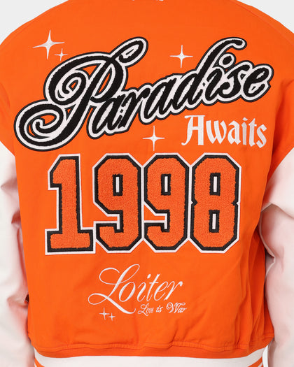 Loiter Paradise Varsity Jacket Orange