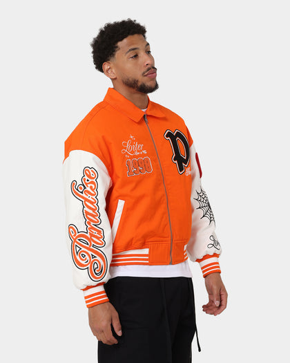 Loiter Paradise Varsity Jacket Orange