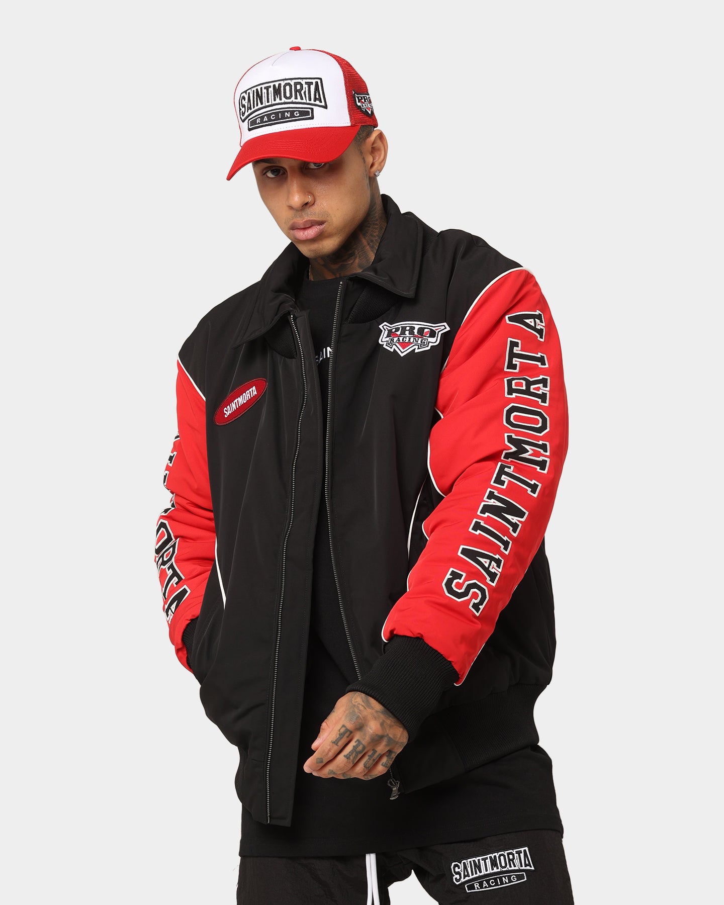 Saint Morta Pro Racing Bomber Jacket Black/Red | Culture Kings US