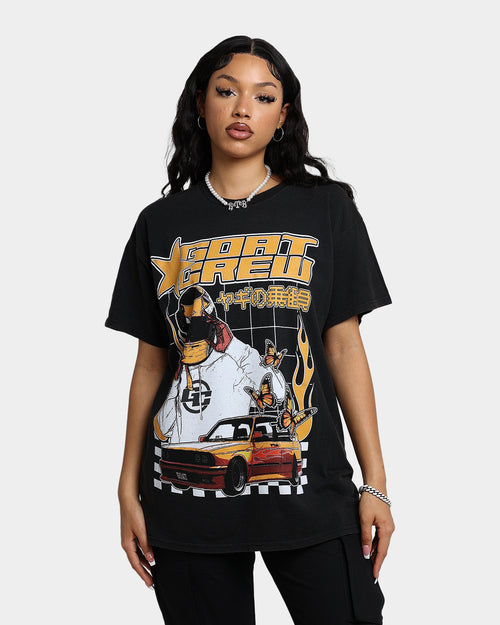 Goat Crew Flaming Racer Vintage T-Shirt Black Wash