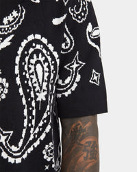 XXIII Ethan Paisley Button Up Shirt Black