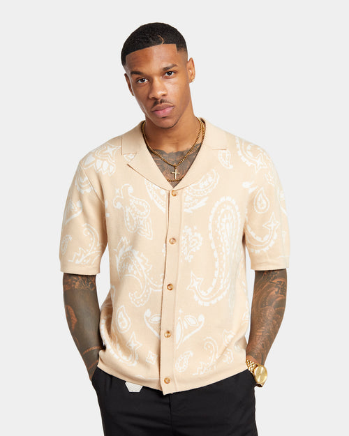 XXIII Ethan Paisley Button Up Shirt Cream