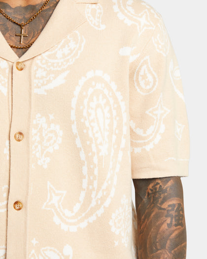 XXIII Ethan Paisley Button Up Shirt Cream