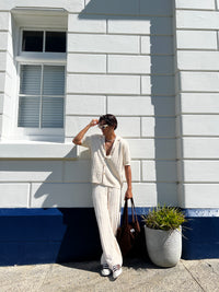XXIII Terry Knit Button Up Shirt Tan