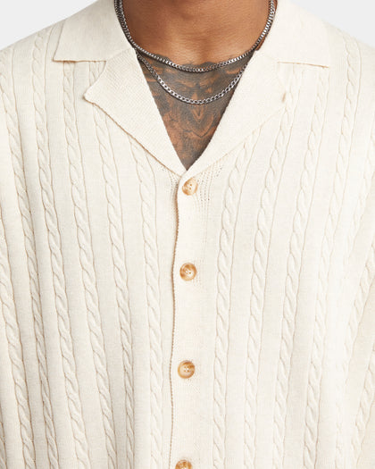 XXIII Terry Knit Button Up Shirt Tan