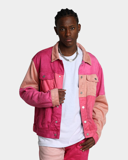 MNML Patchwork Suede Trucker Jacket Pink