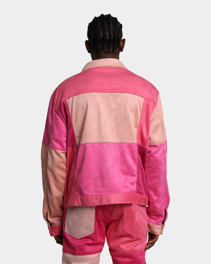 MNML Patchwork Suede Trucker Jacket Pink