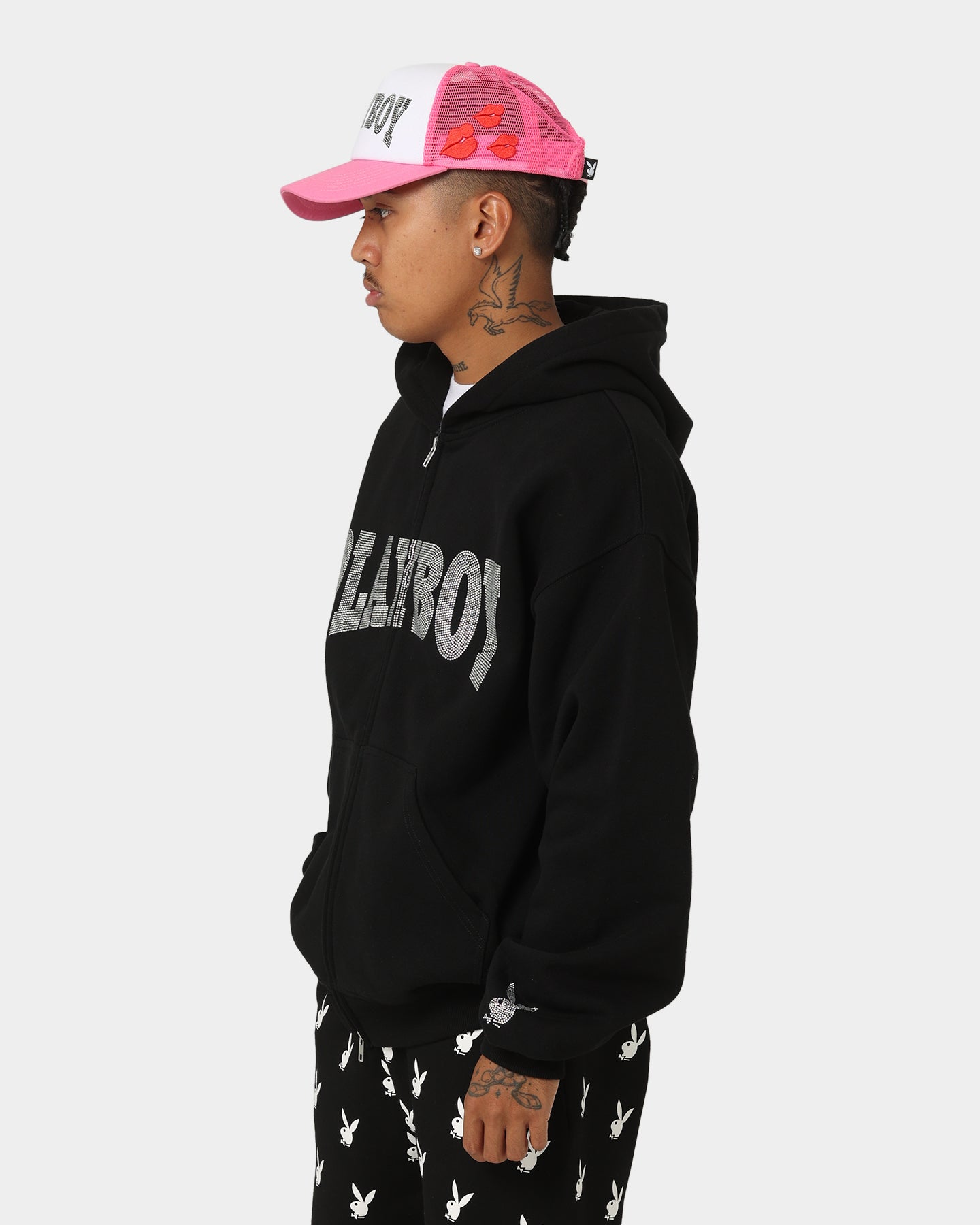 Playboy By CK Full Zip Club Hoodie Black | Culture Kings US