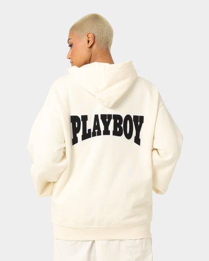 Playboy By CK Full Zip Varsity Hoodie Off White