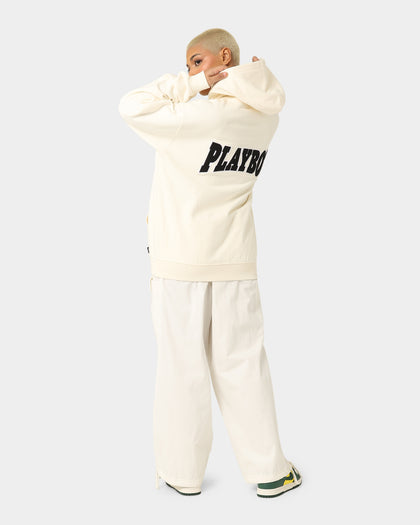 Playboy By CK Full Zip Varsity Hoodie Off White