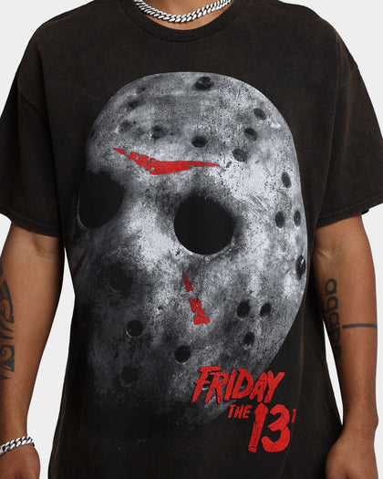 American Thrift X Friday The 13th Jason's Mask Vintage T-Shirt Black Wash