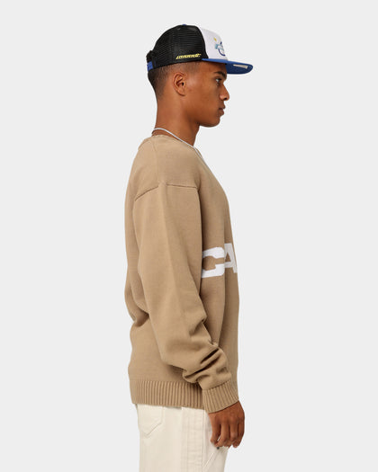 Carré Statement Knitted Sweater Stone