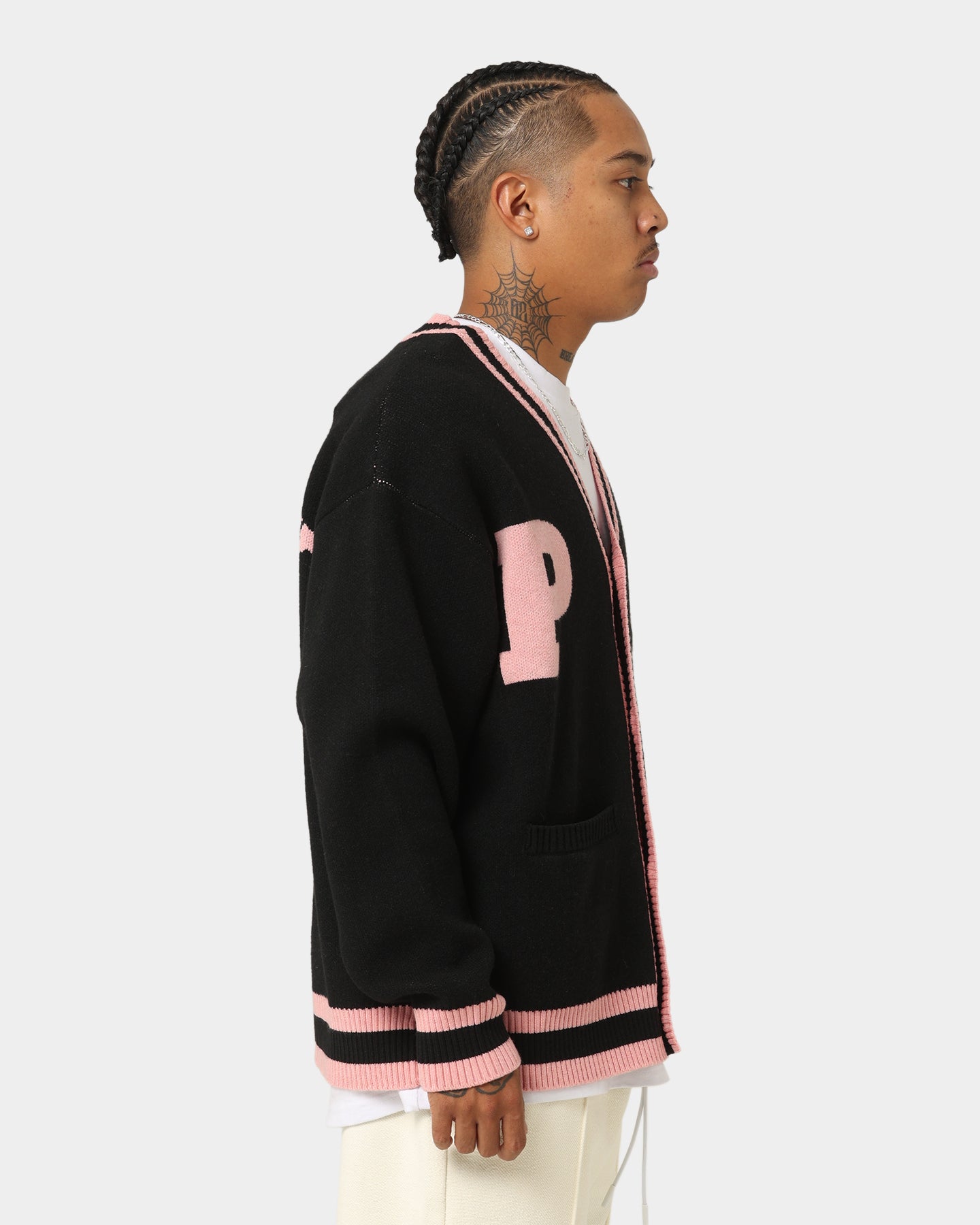 Playboy By CK Collegiate Cardigan Black/Pink | Culture Kings US