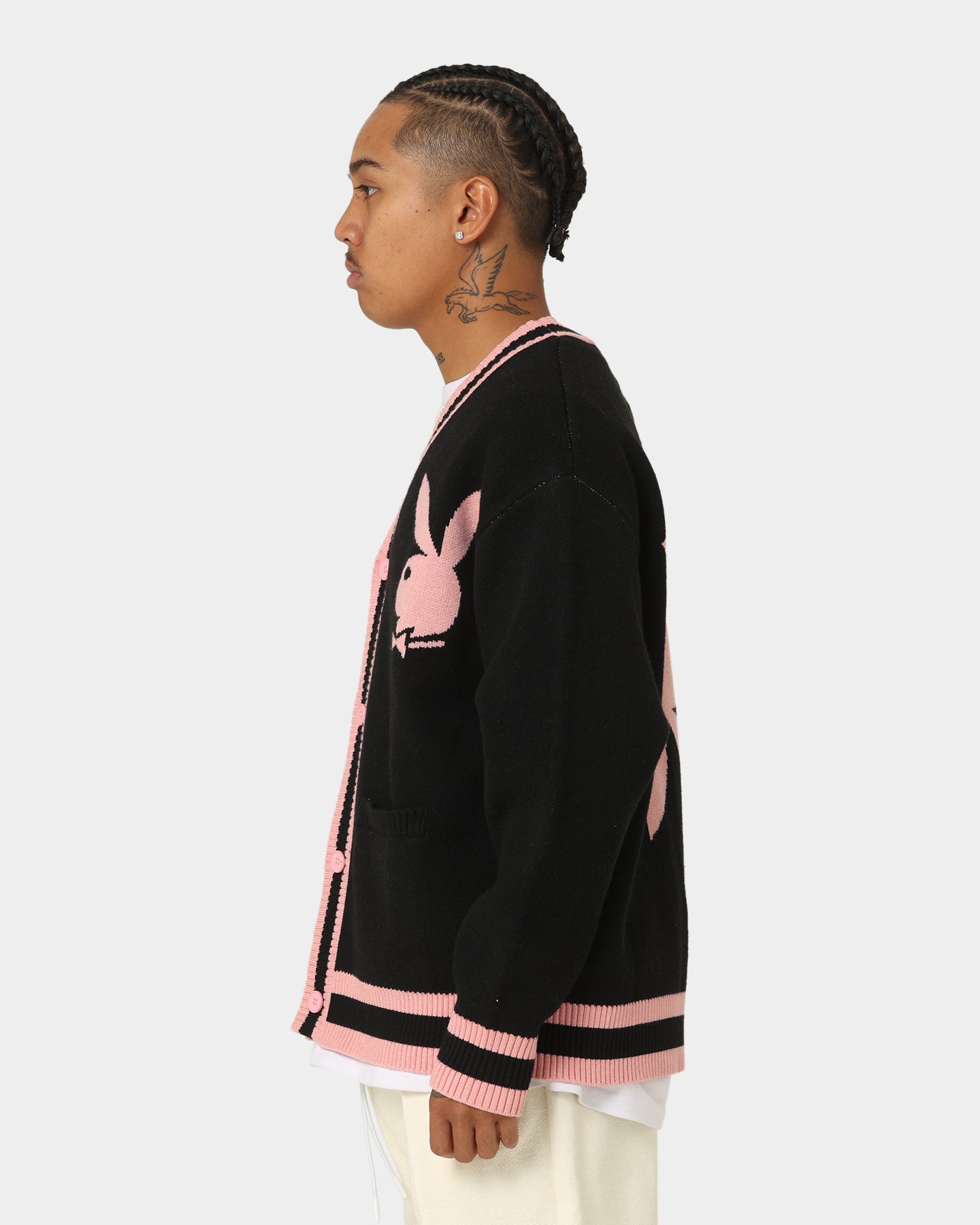 Playboy By CK Collegiate Cardigan Black/Pink | Culture Kings US