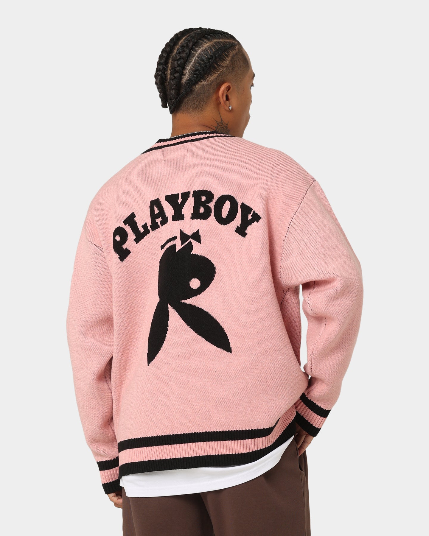 Playboy By CK Collegiate Cardigan Pink/Black | Culture Kings US