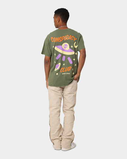 Goat Crew Conspiracy Theory T-Shirt Military Green