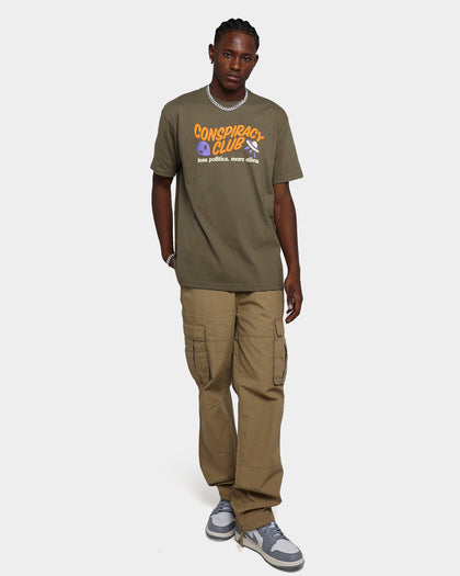 Goat Crew Conspiracy Theory T-Shirt Military Green