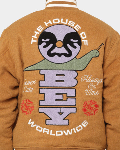 Obey Time Varsity Jacket Brown