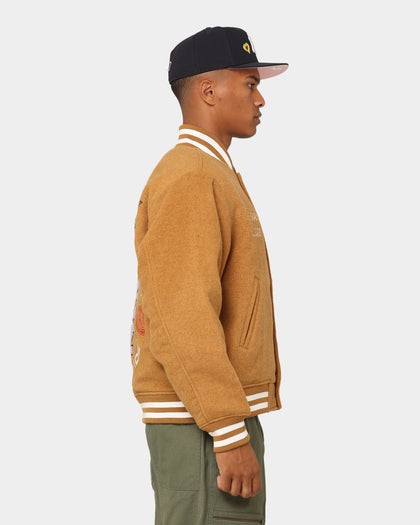Obey Time Varsity Jacket Brown
