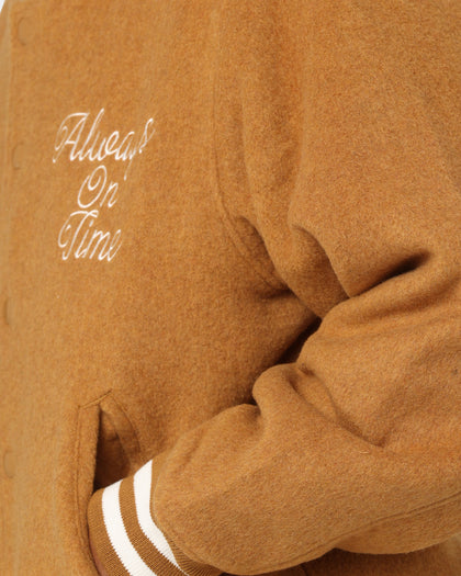 Obey Time Varsity Jacket Brown