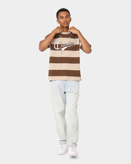 Champion Heritage Cursive Logo T-Shirt Stripe 7v1