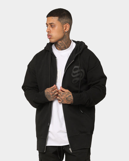 Saint Morta Gothic Appliqué Zipped Vintage Hoodie Vintage Black