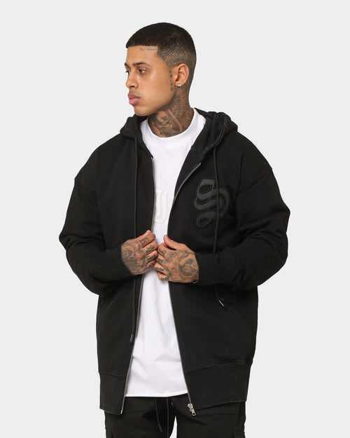 Saint Morta Gothic Appliqué Zipped Vintage Hoodie Vintage Black