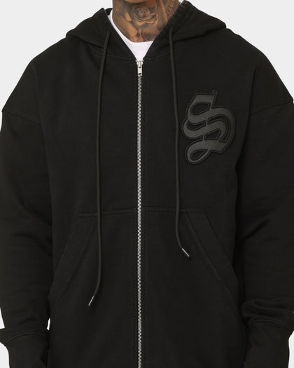 Saint Morta Gothic Appliqué Zipped Vintage Hoodie Vintage Black