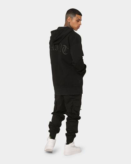 Saint Morta Gothic Appliqué Zipped Vintage Hoodie Vintage Black