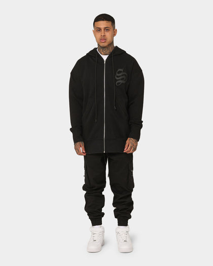 Saint Morta Gothic Appliqué Zipped Vintage Hoodie Vintage Black