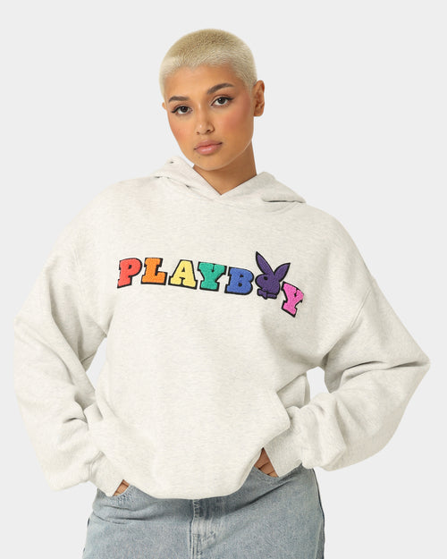 Playboy By CK Chenille Wordmark Hoodie Ash