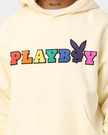 Playboy By CK Chenille Wordmark Hoodie Off White