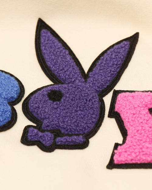 Playboy By CK Chenille Wordmark Hoodie Off White