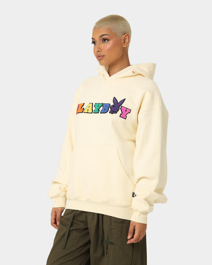 Playboy By CK Chenille Wordmark Hoodie Off White