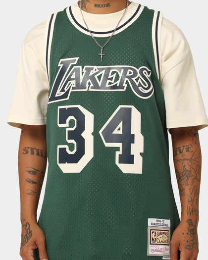 Mitchell & Ness Shaquille O'Neal Los Angeles Lakers #34 Off Court Swingman Jersey Forest Green