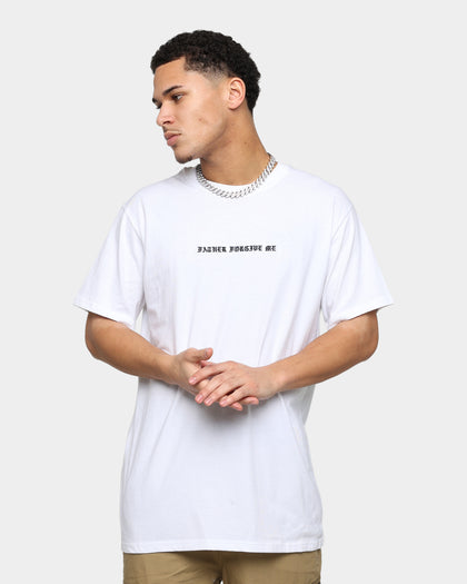 Father Forgive Me Skeleton T-Shirt White