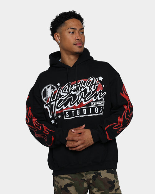 Rats Get Fat South Of Heaven Glitter Print Hoodie Black
