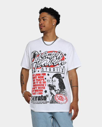 Rats Get Fat South Of Heaven Glitter Print T-Shirt White